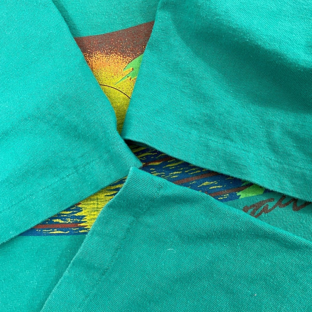 Vintage Hawaii Sunset T Shirt Men L Teal Single Stitch Destination Travel Tee - Picture 4 of 12